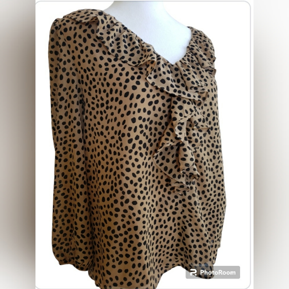 J. Crew Women's Leopard Printed V-Neck Ruffle Top